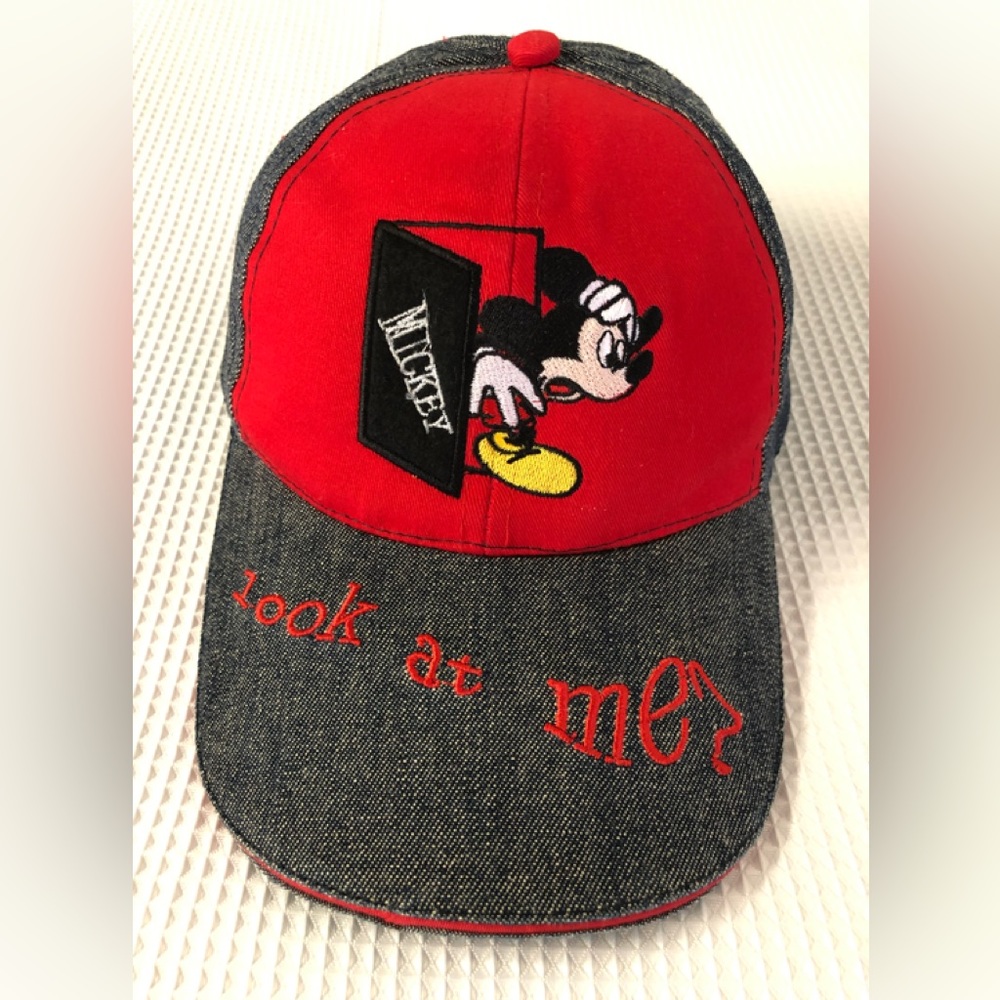 Disney Mickey Mouse Baseball Cap "look at me?" Mickey in Doorway Anime Label